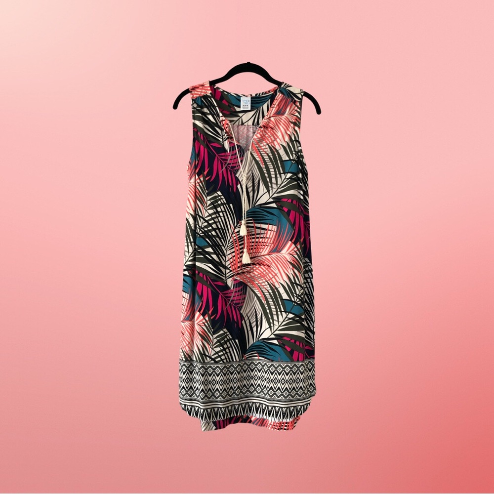 TIME & TRU Tropical Palm Print Sundress